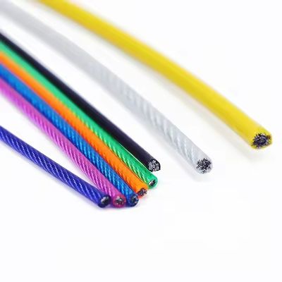 주문 7*7 공사 PVC 코팅 진열 철선 로프 3.0mm 고 탄소 다채로운 다른 가공 서비스 online manufacture