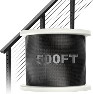 좋은 가격 3/16 검정색 T316 스테인레스 스틸 와이어 로프 250 ft 7x19 항공기 케이블 3700 lbs 집라인 데크 난간용 파괴 강도 온라인